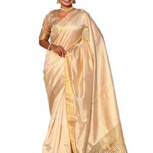 SWORNOF Womens Kanjivaram Silk Saree with Zari Woven Saree With Blouse Piece