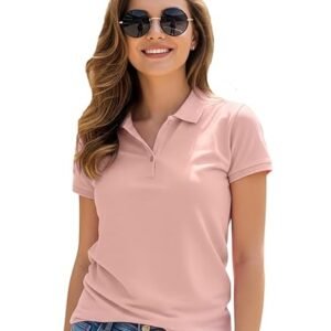 JUNEBERRY® Pure Cotton Regular Fit Plain Solid Classic Polo Collar Half Sleeve T-Shirt for Women (Colors: Olive, Maroon, Navy, Black, Green & Orange)